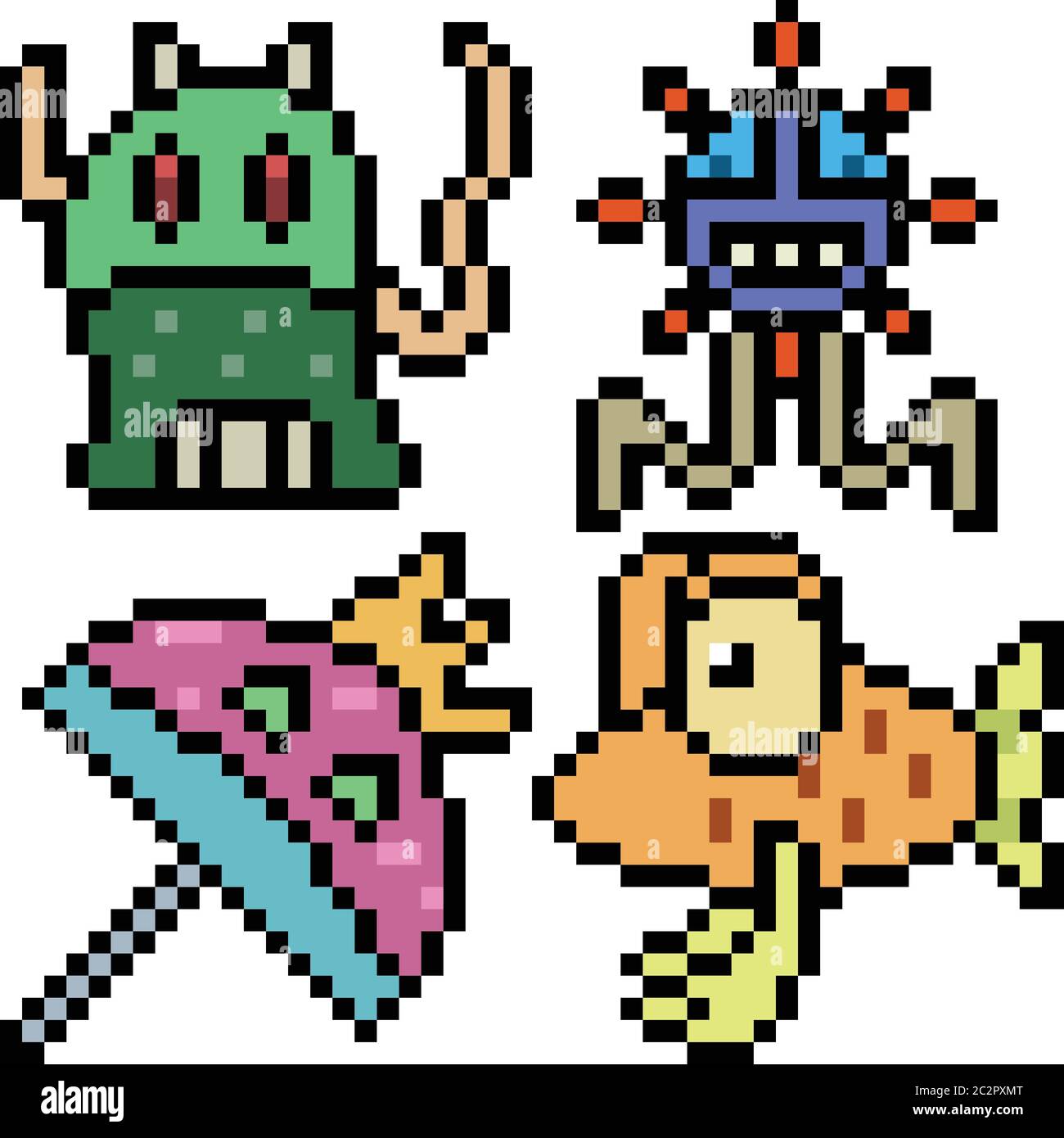 vector pixel art monster icon isolated cartoon Stock Vector Image & Art ...