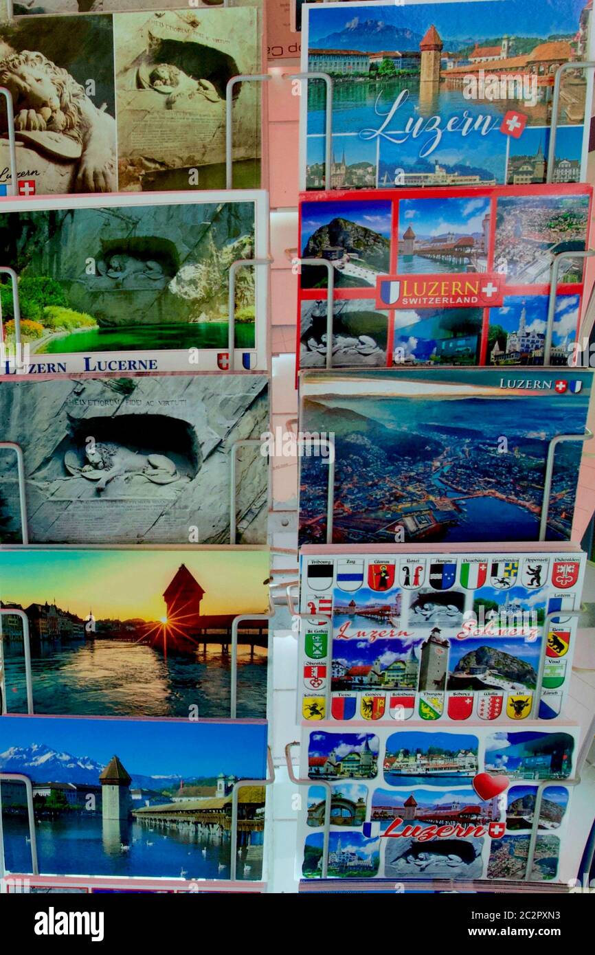 Postcards, Lucerne, Switzerland. Stock Photo