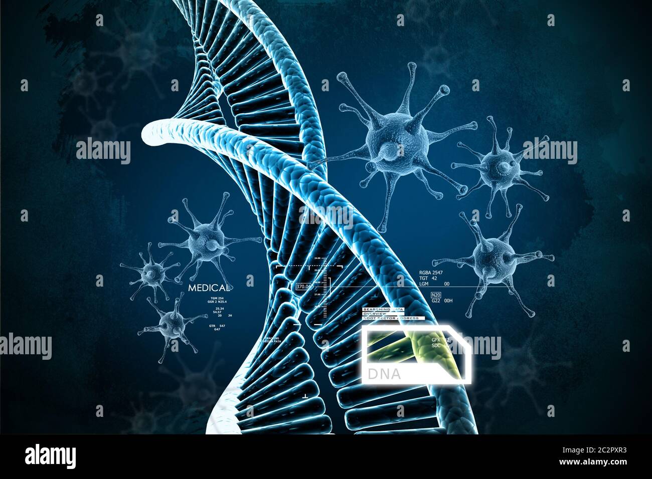model of twisted chrome DNA chain Stock Photo