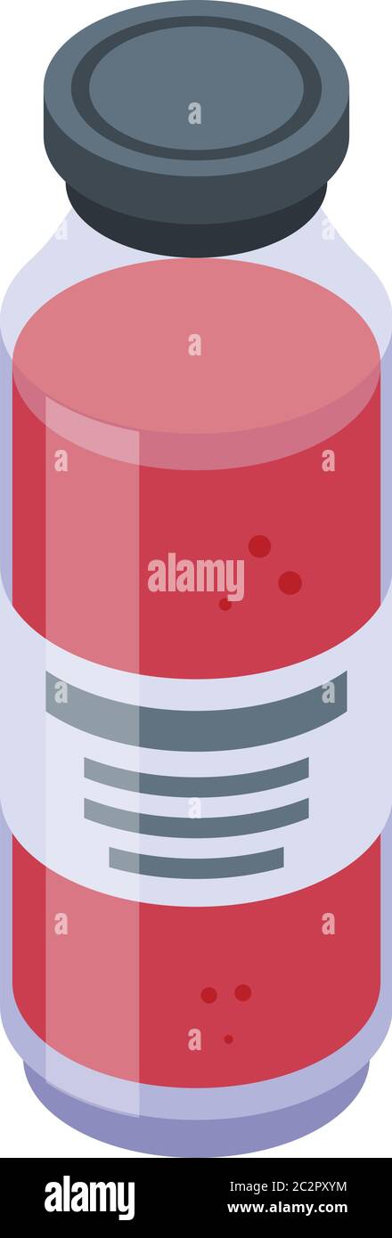 Raspberry juice bottle icon, isometric style Stock Vector