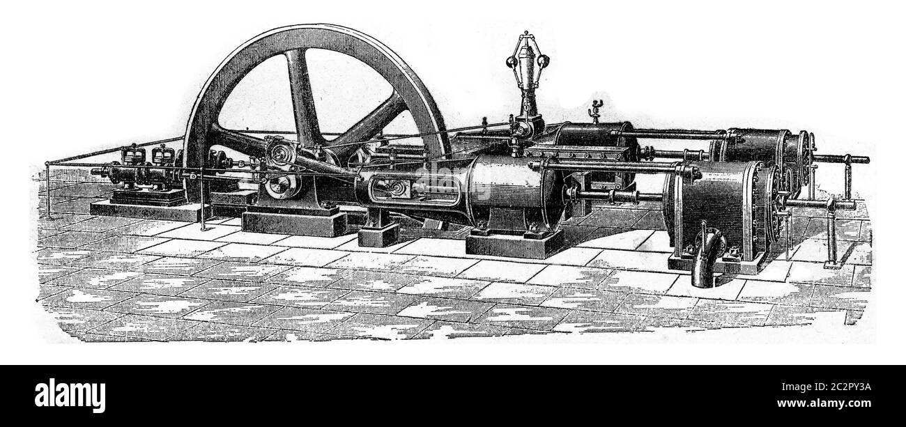 Apparatus of staged air compression and water injection, vintage