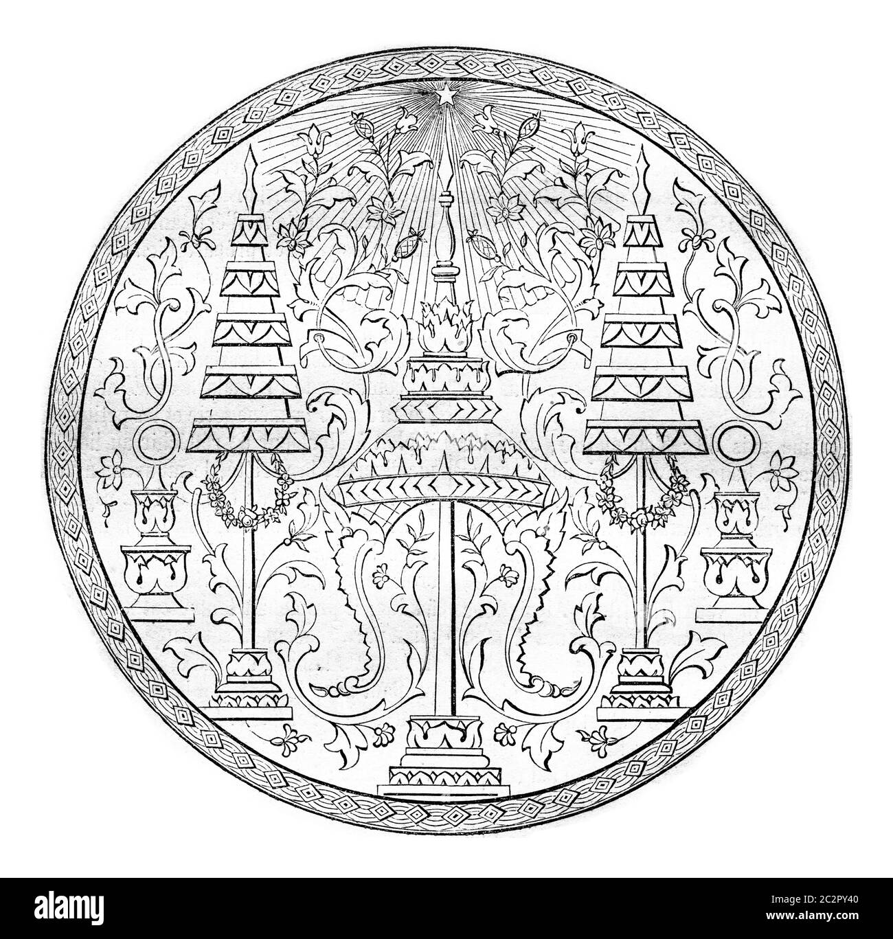 Seal of the second king of Siam, vintage engraved illustration. Magasin Pittoresque 1857. Stock Photo