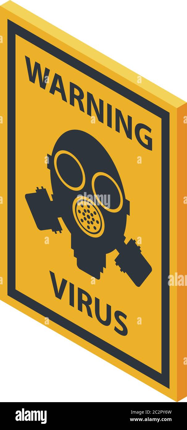 Warning virus sign icon, isometric style Stock Vector