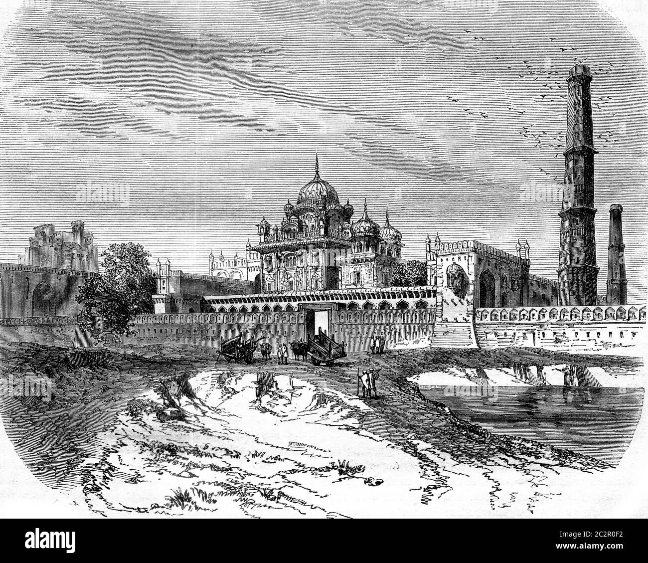 The Tomb of Ranjit Singh, in Lahore, vintage engraved illustration. Magasin Pittoresque 1858. Stock Photo