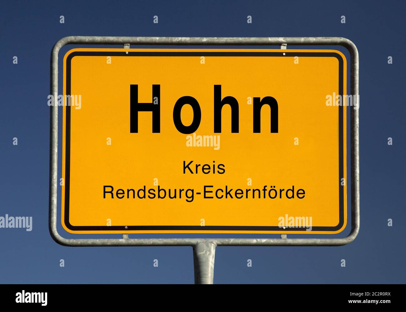 Town entrance sign of Hohn, municipality in the district Rendsburg-Eckernfoerde, Germany, Europe Stock Photo