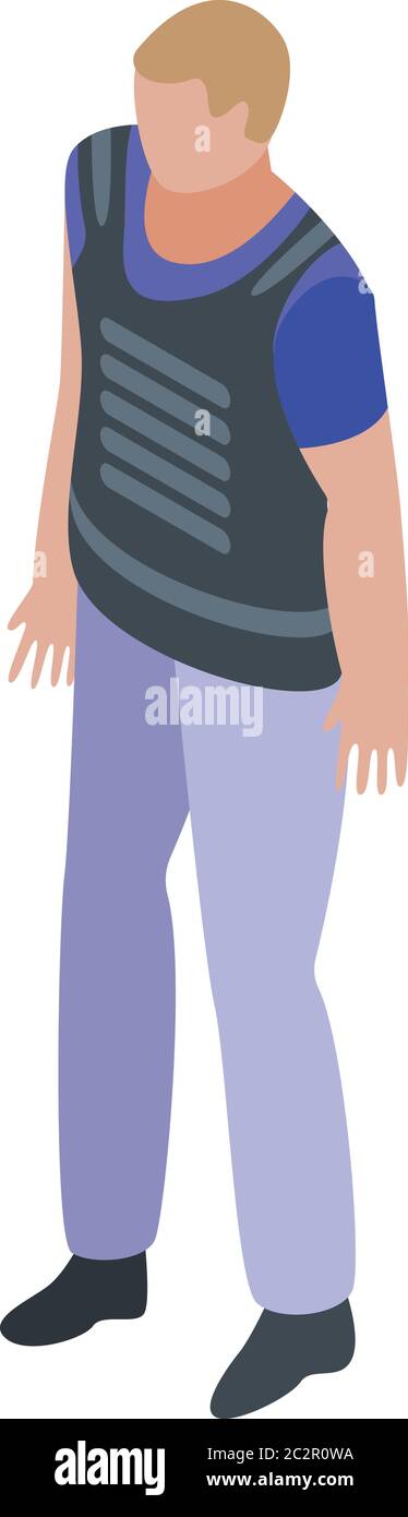 Personal guard bulletproof icon, isometric style Stock Vector