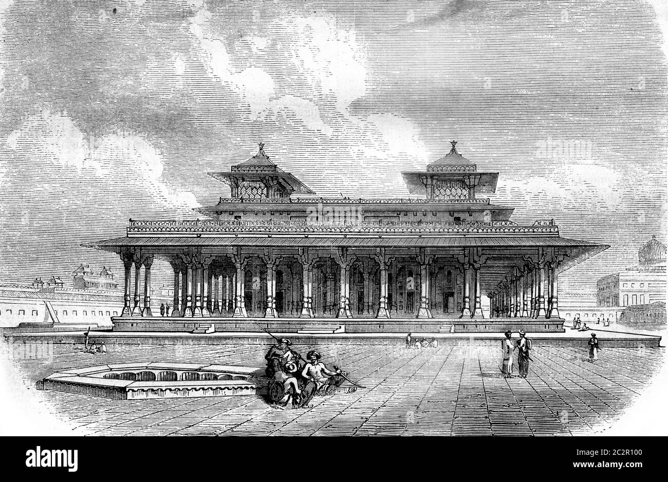 A part of the Palace, in the fort of Allahabad, vintage engraved illustration. Magasin Pittoresque 1858. Stock Photo