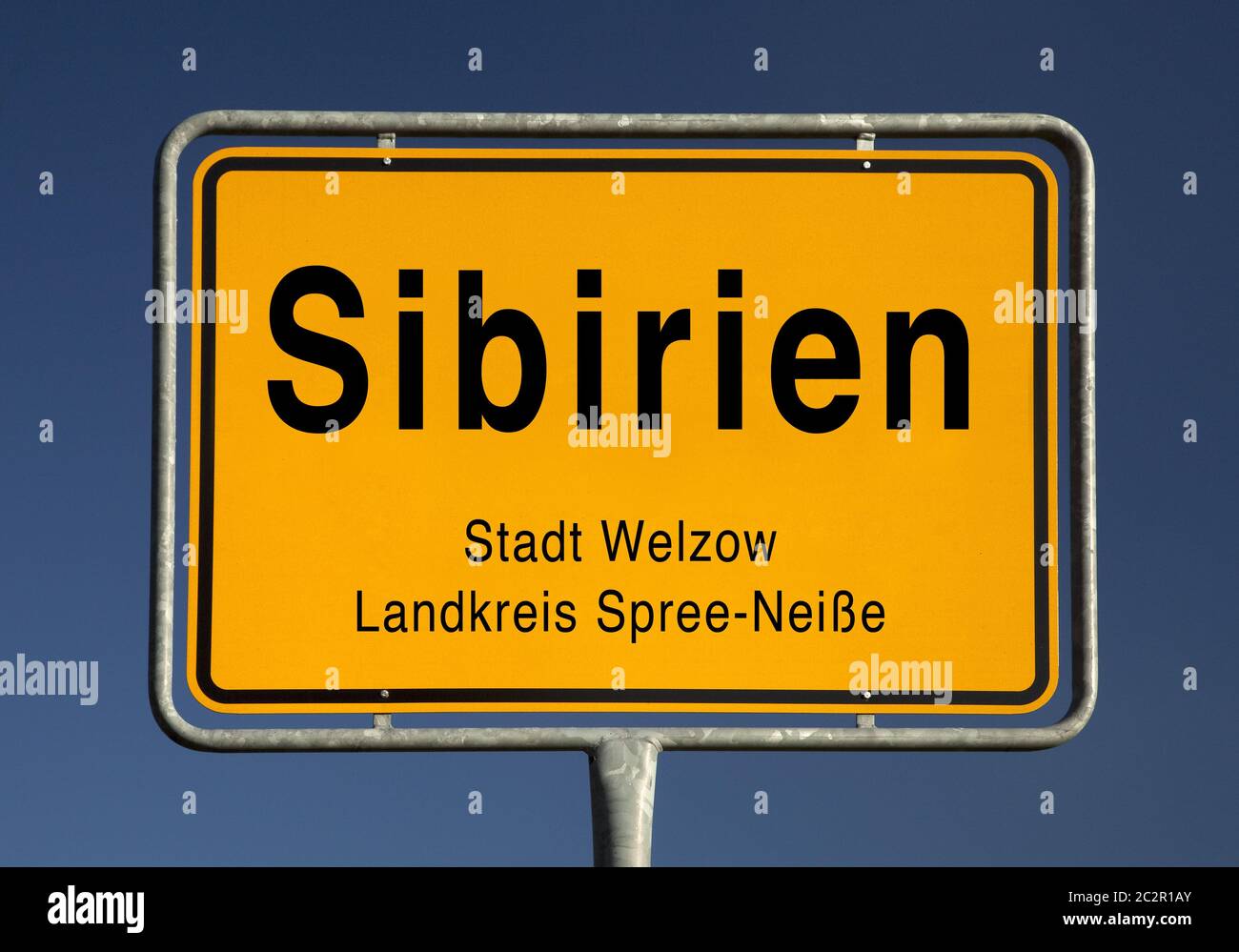 town entrance sign of Siberia, district of Welzow, Spree-Neisse, Brandenburg, Germany, Europe Stock Photo