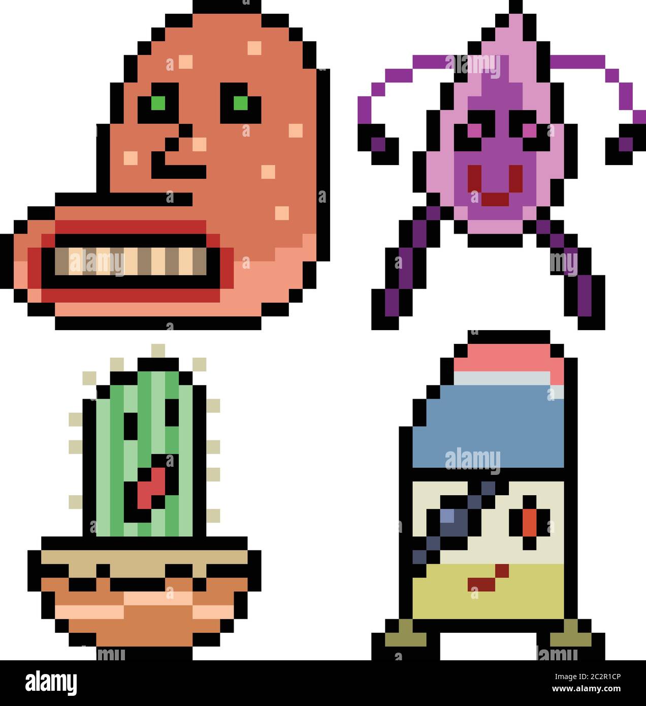 vector pixel art monster icon isolated cartoon Stock Vector Image & Art