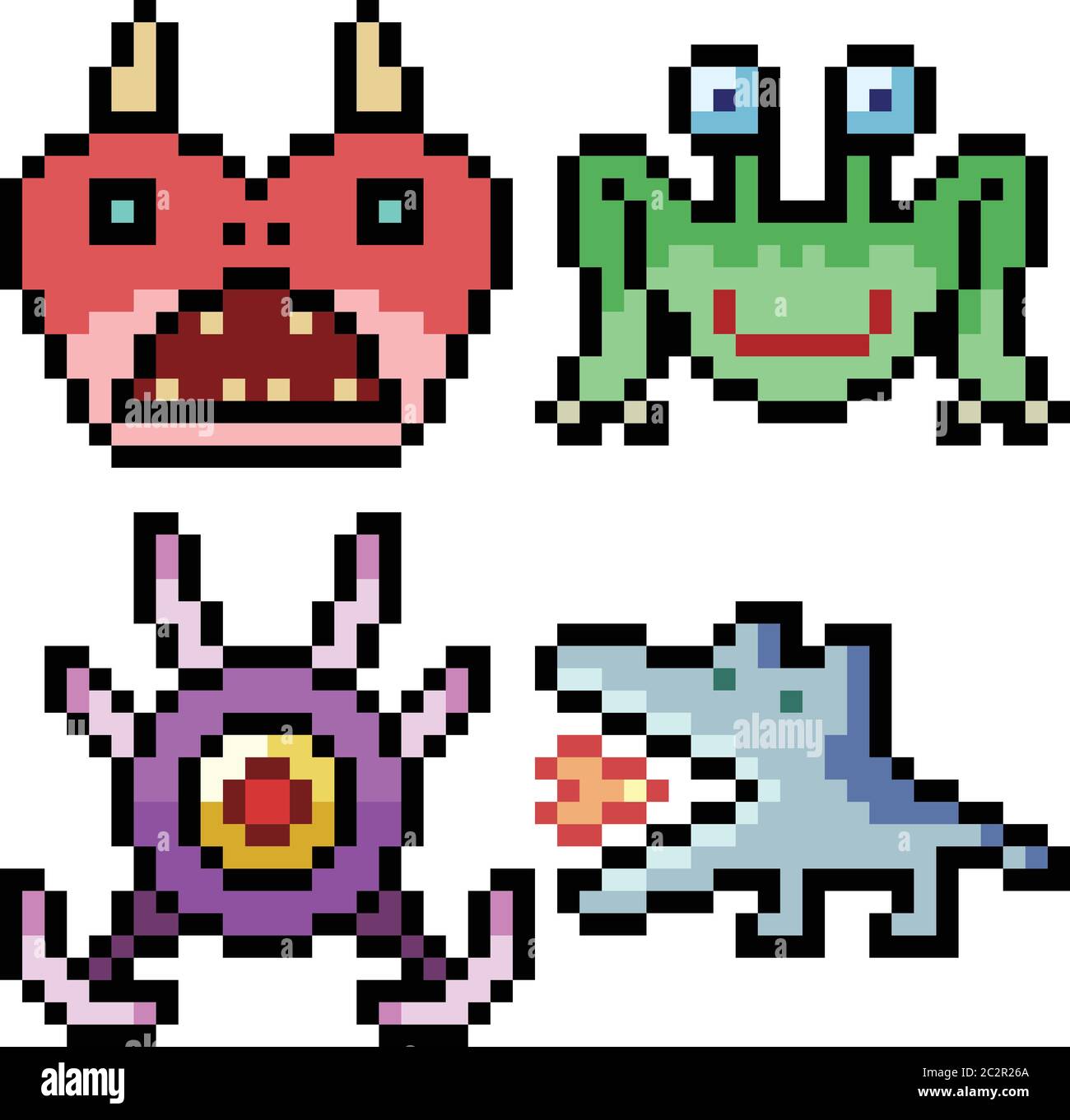 vector pixel art monster icon isolated cartoon Stock Vector Image & Art ...