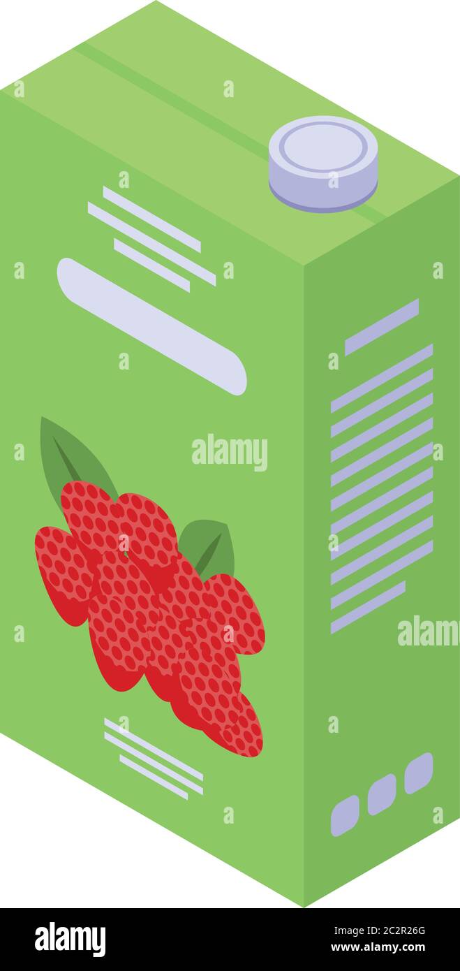 Raspberry juice pack icon, isometric style Stock Vector