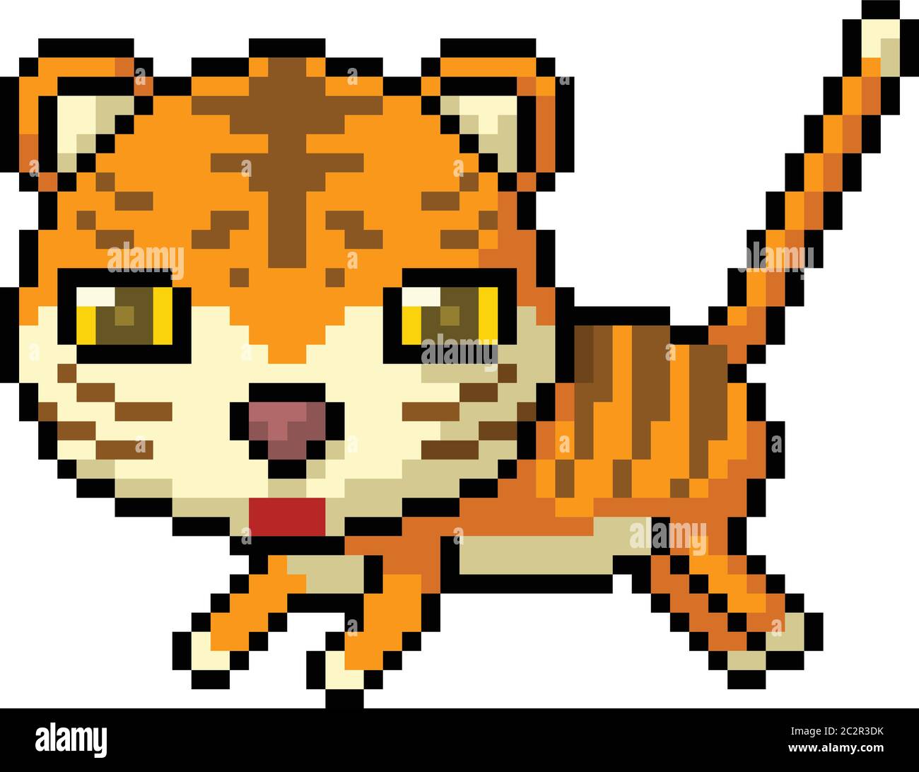vector pixel art tiger isolated cartoon Stock Vector Image & Art ...