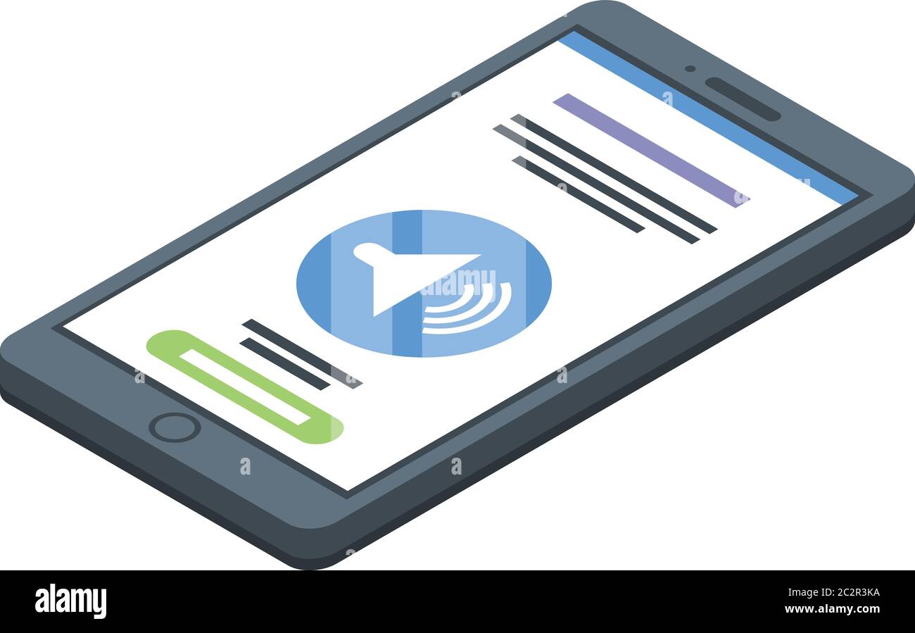 Foreign language smartphone study icon, isometric style Stock Vector