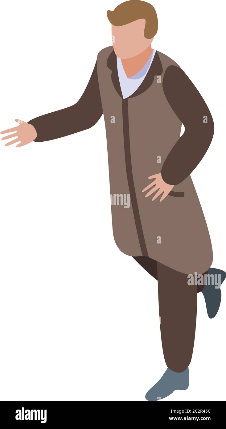 Running investigator icon, isometric style Stock Vector