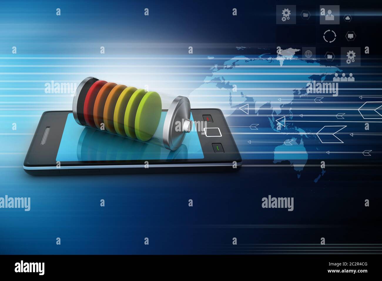 Smart phone charging with battery Stock Photo Alamy