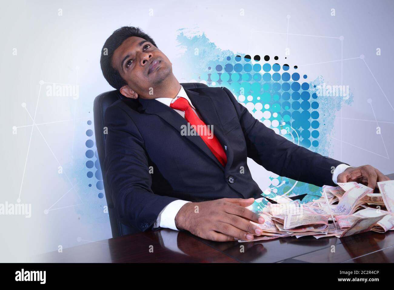 man with currency notes Stock Photo