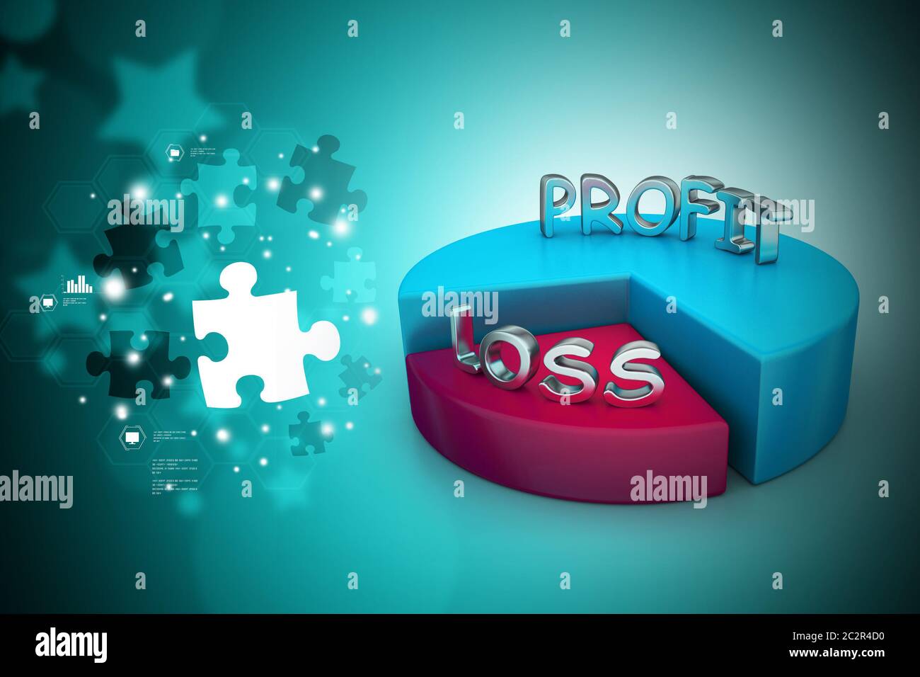 profit and losses pie chart Stock Photo