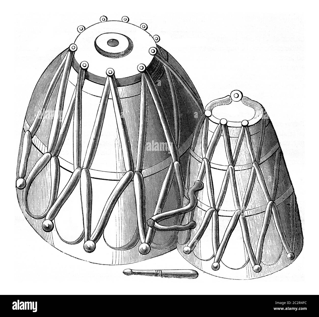 Polish Timpani seventeenth century, vintage engraved illustration