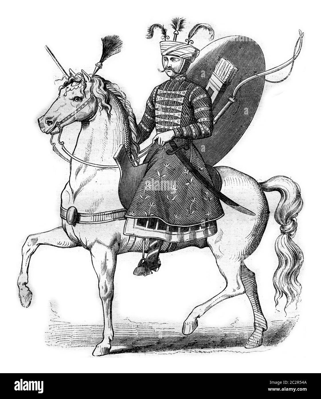 Old Persian rider, vintage engraved illustration. Magasin Pittoresque ...