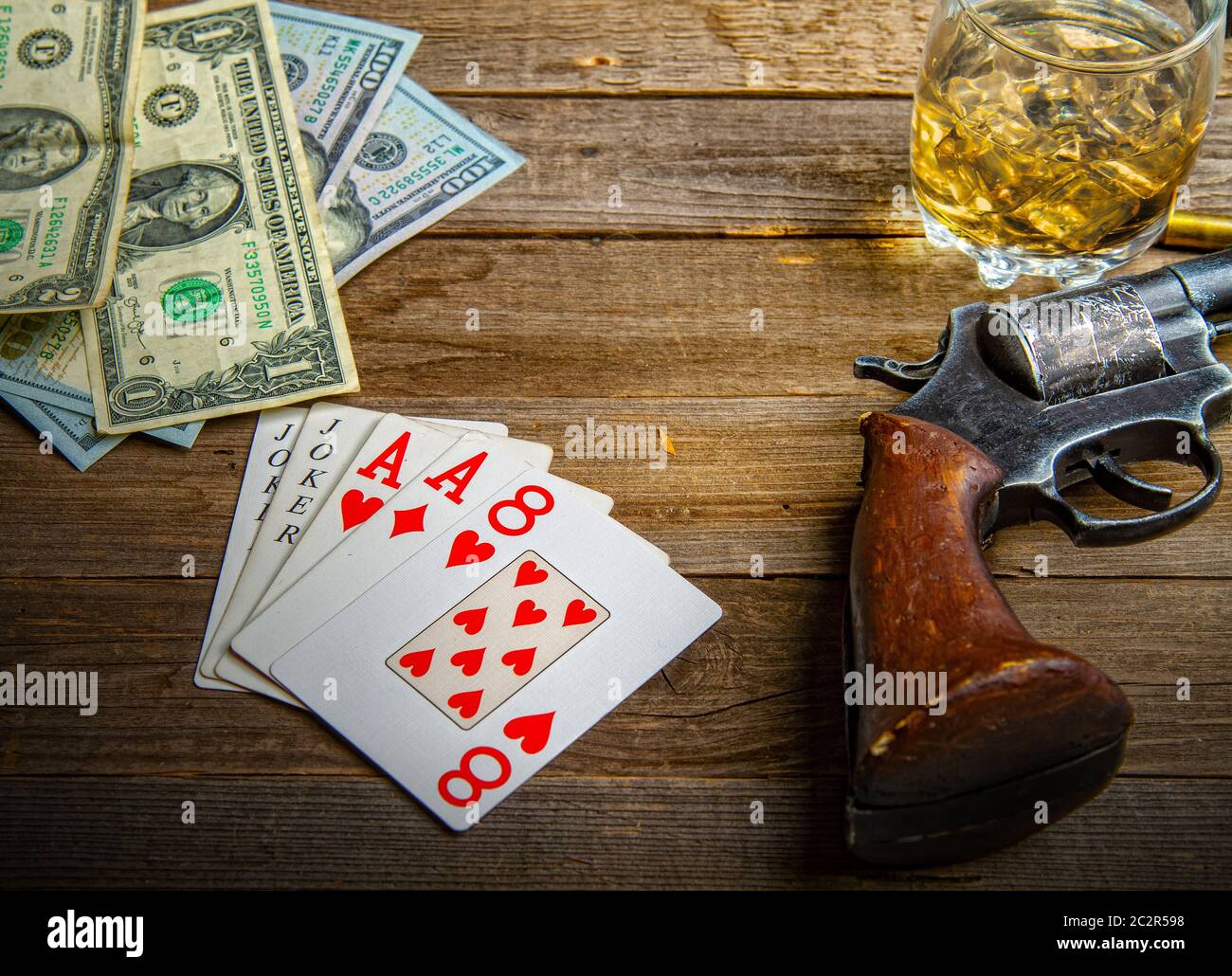 playing card gun Stock Photo