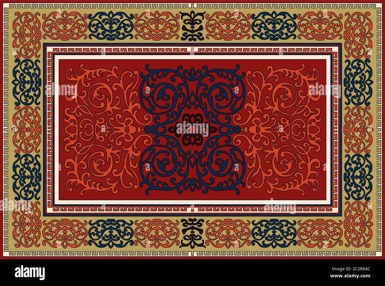 Luxury Indian Rug. Old Turkish kilim. Vintage Persian carpet, tribal texture. Ethnic textile. Easy to edit and change a few colors by swatch window. P Stock Vector