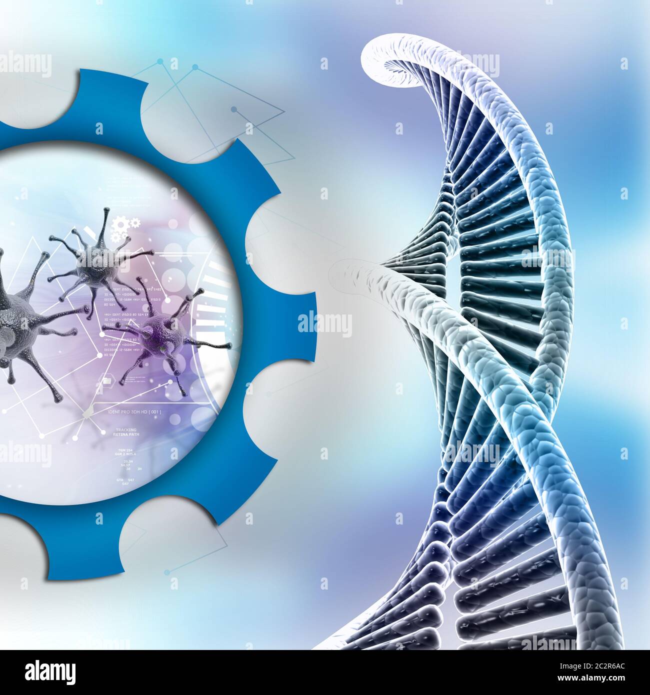 model of twisted chrome DNA chain Stock Photo