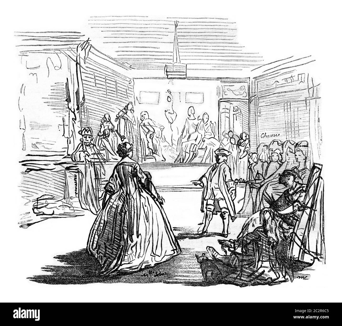 A Prom at Philippe Le Bas, vintage engraved illustration. Magasin Pittoresque 1870. Stock Photo