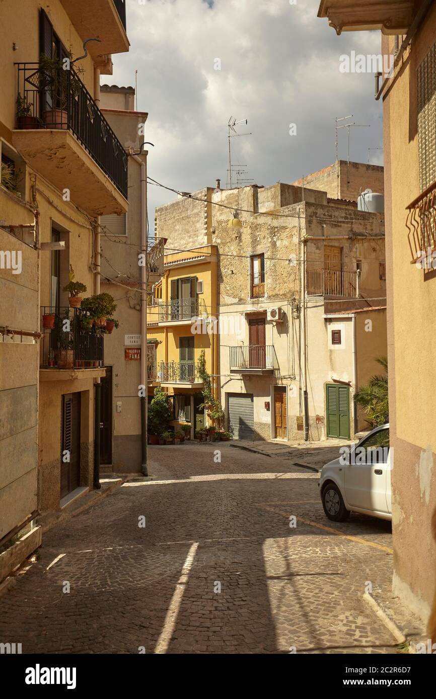 Alleyway of the Sicilian town of Butera Stock Photo