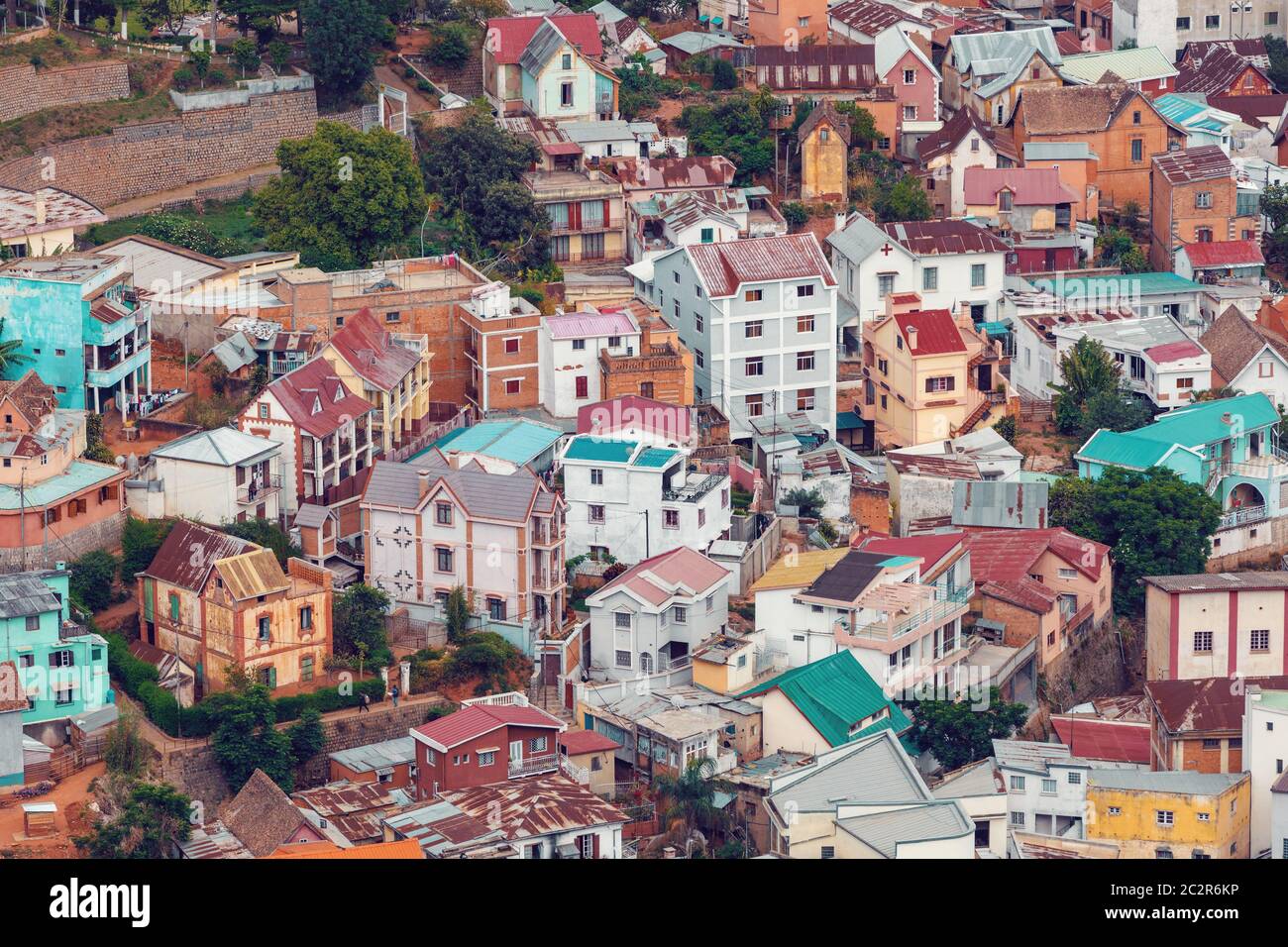 Antananarivo cityscape, Tana, capital of Madagascar, french name Tananarive and short name Tana, Poor capital and largest city in Madagascar Stock Photo