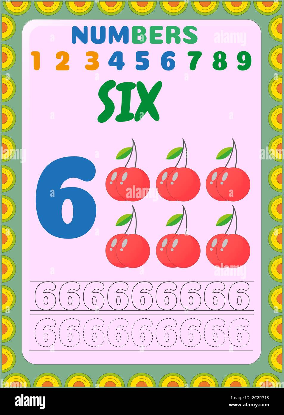 Preschool and toddler math with cherry fruit design Stock Vector Image ...