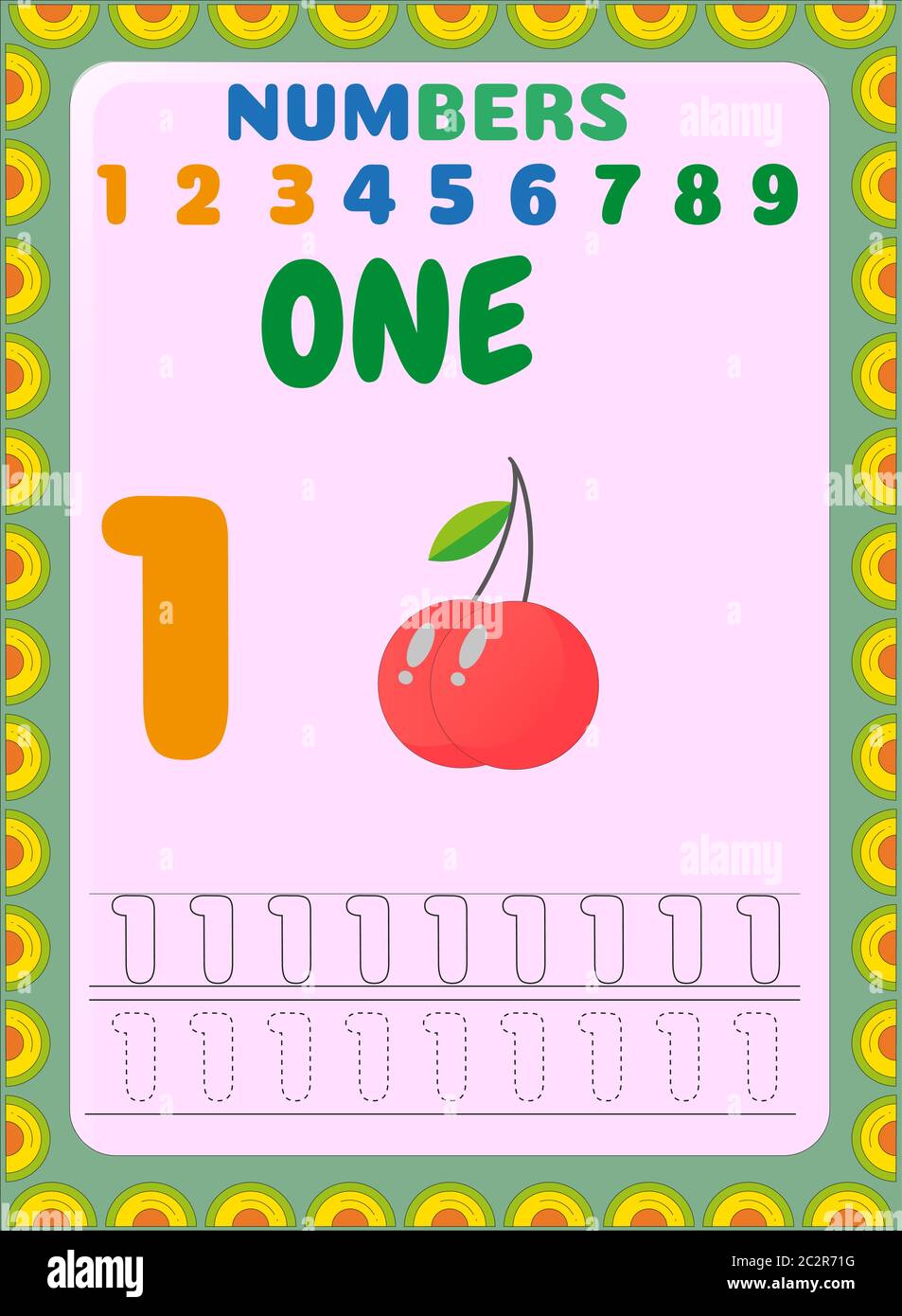 Preschool and toddler math with cherry fruit design Stock Vector Image ...