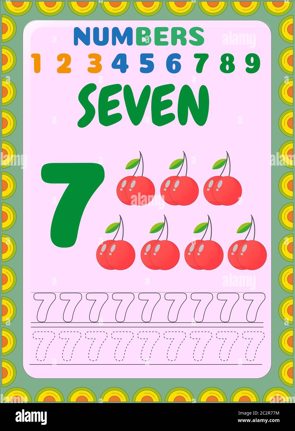 Preschool and toddler math with cherry fruit design Stock Vector Image ...