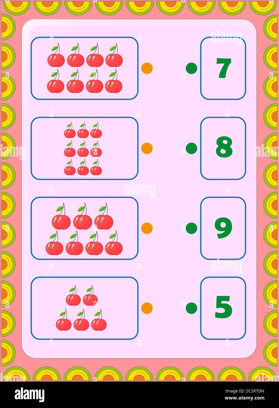 Preschool and toddler math with cherry fruit design Stock Vector Image ...
