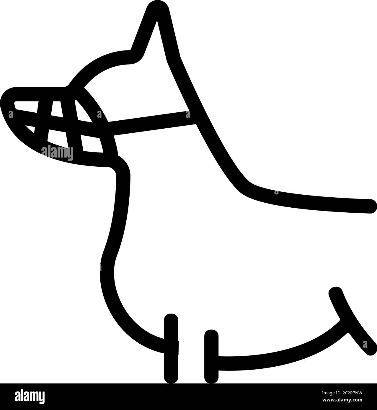 dog in muzzle icon vector outline illustration Stock Vector Image & Art