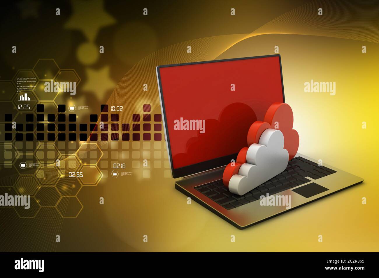laptop showing concept of cloud computing. Stock Photo