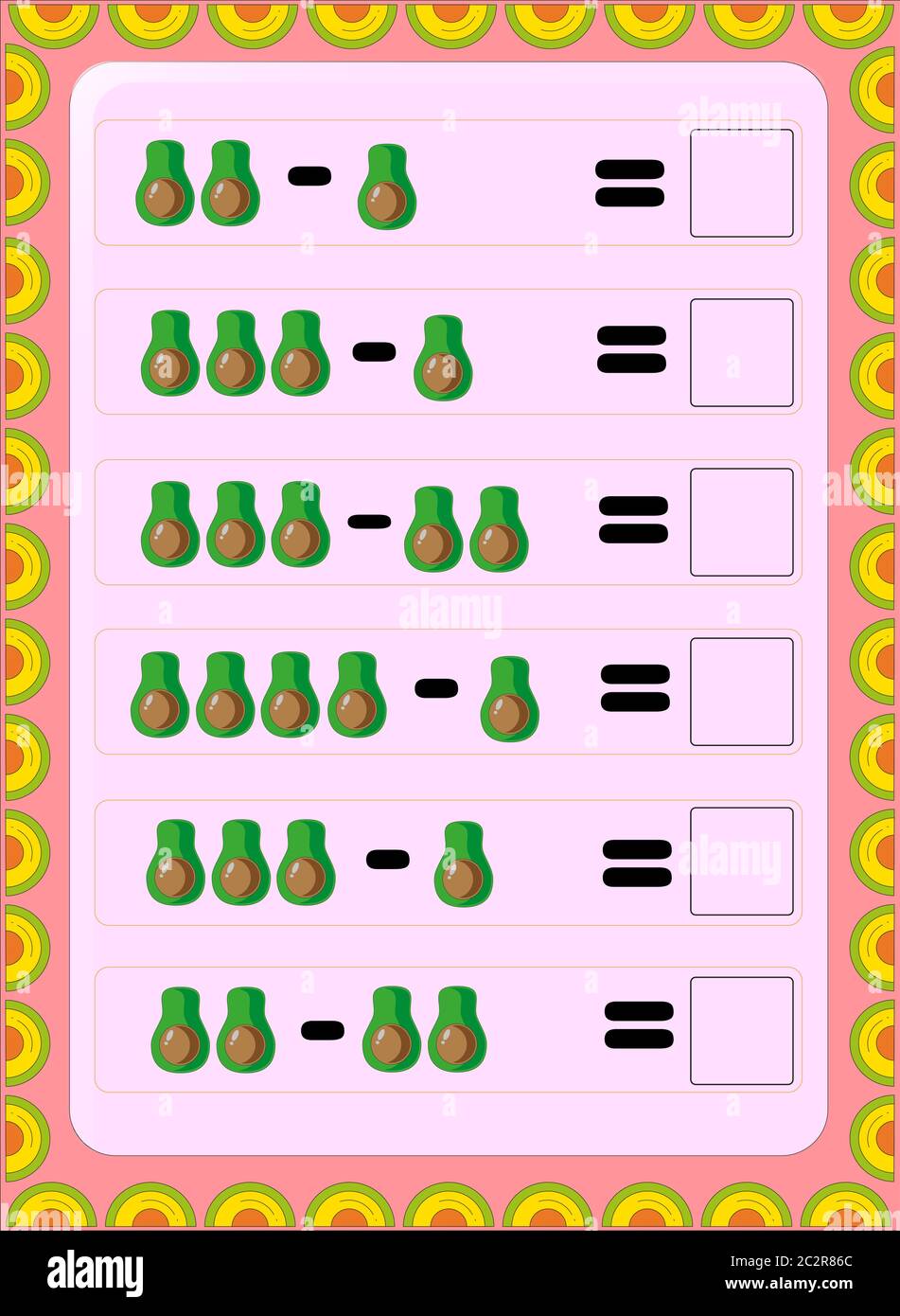 Preschool and toddler math with half avocado design Stock Vector Image ...