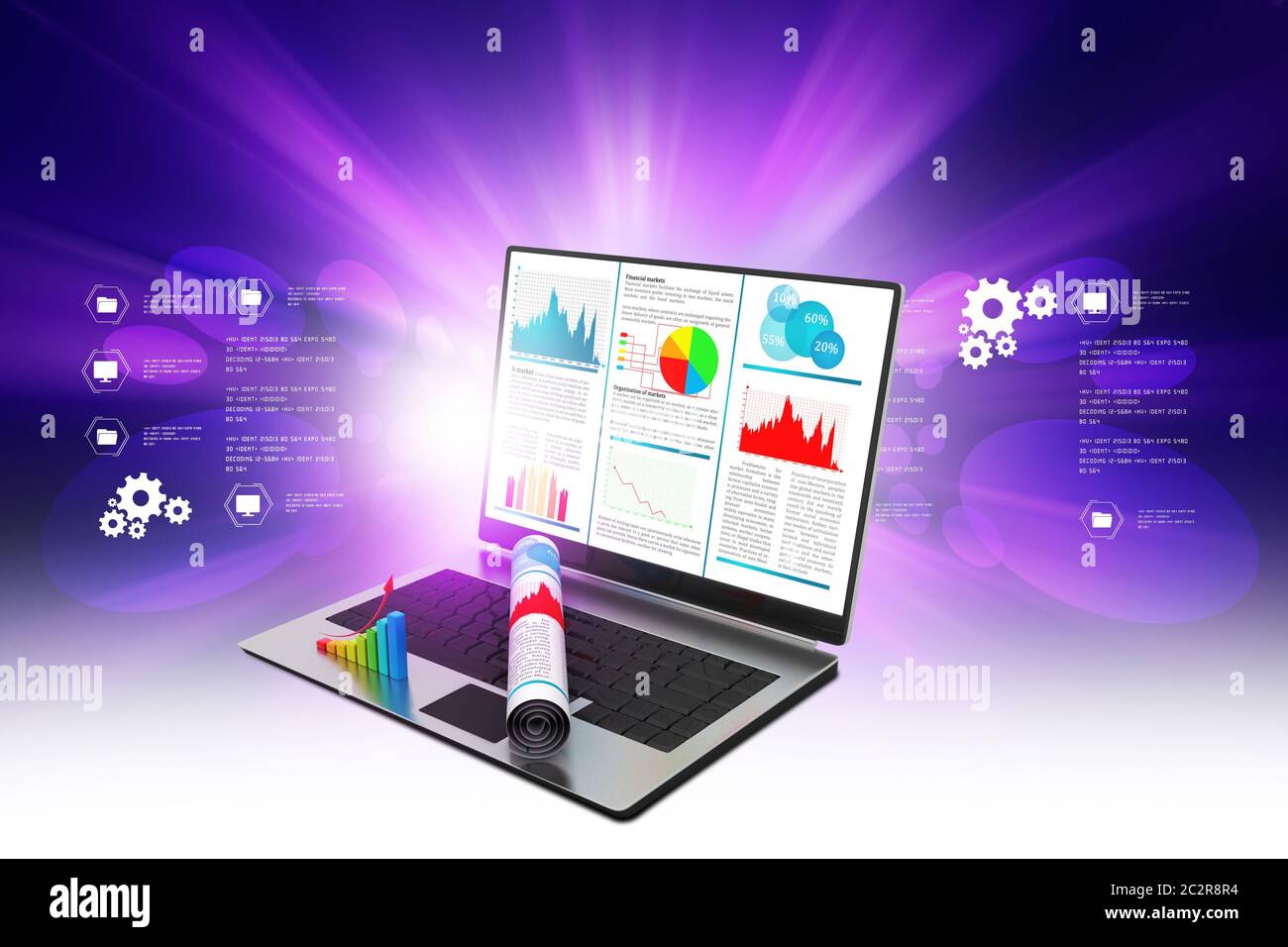 Laptop showing a financial report Stock Photo - Alamy