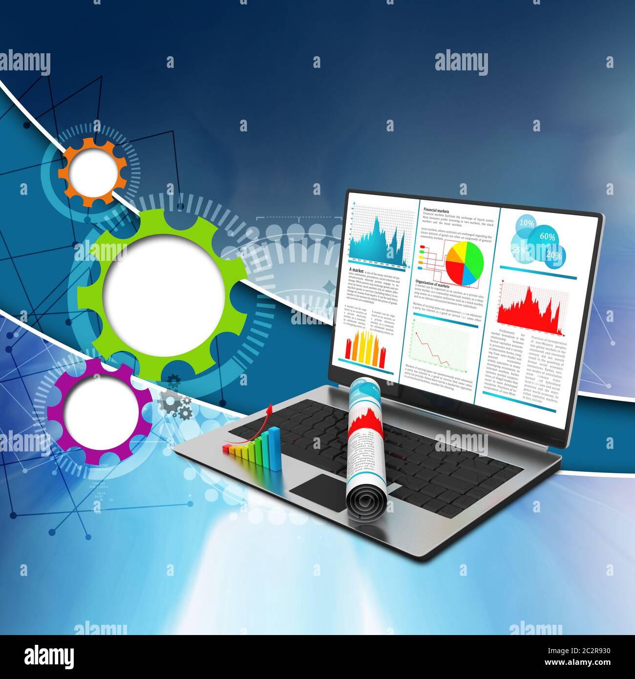 Laptop showing a financial report Stock Photo - Alamy