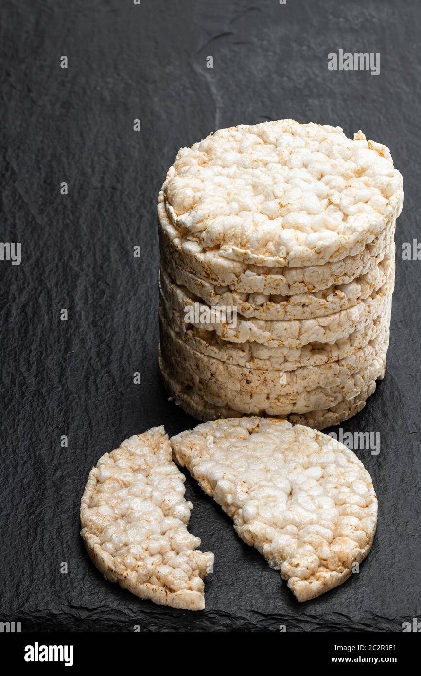Pile crispy rice crackers hi-res stock photography and images - Alamy