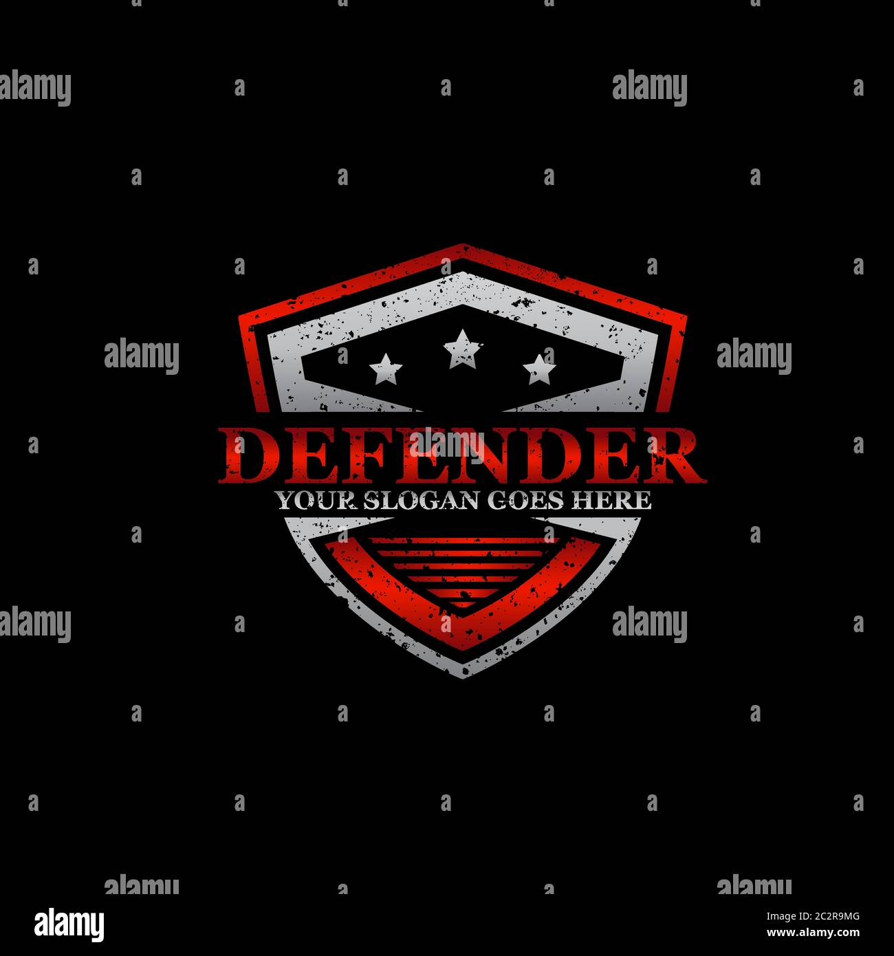 Defender Protection logo badge, rustic Technology logo designs Stock Vector