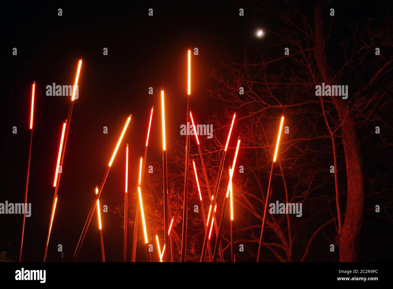 The red light blades and the moon Stock Photo - Alamy