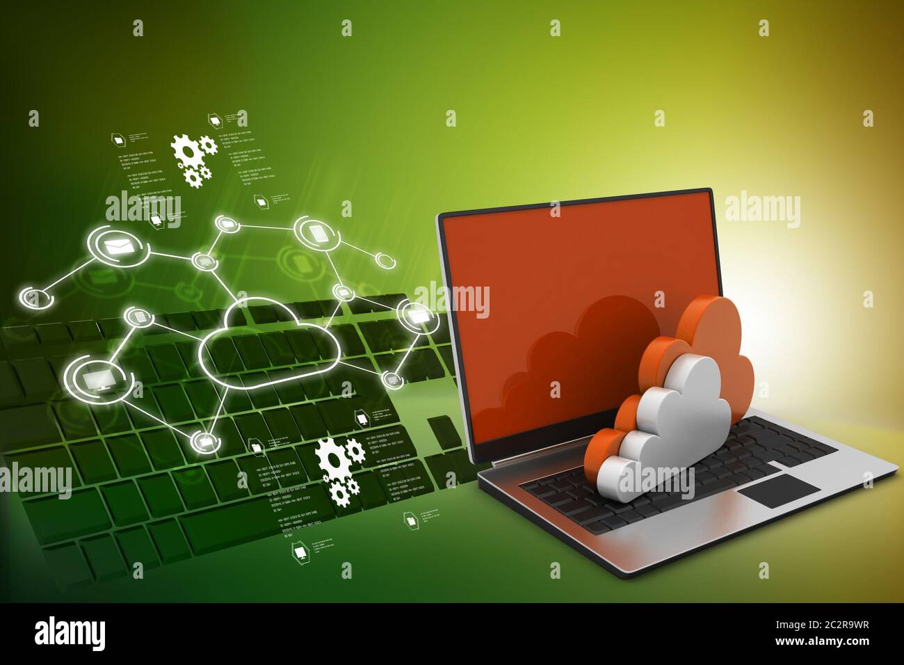 laptop showing concept of cloud computing. Stock Photo