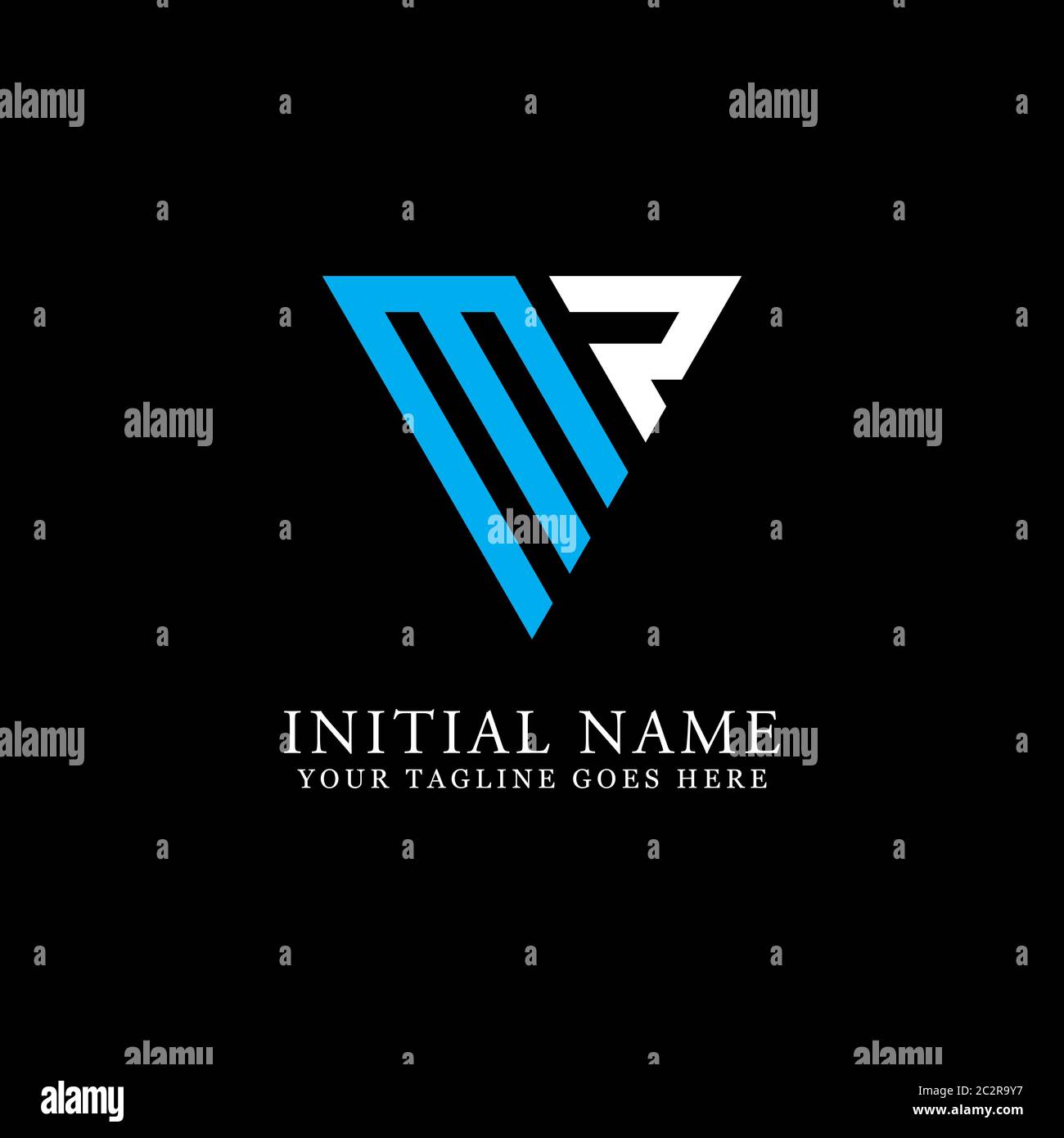 MR triangle logo designs, MR initial logo inspiration idea Stock Vector