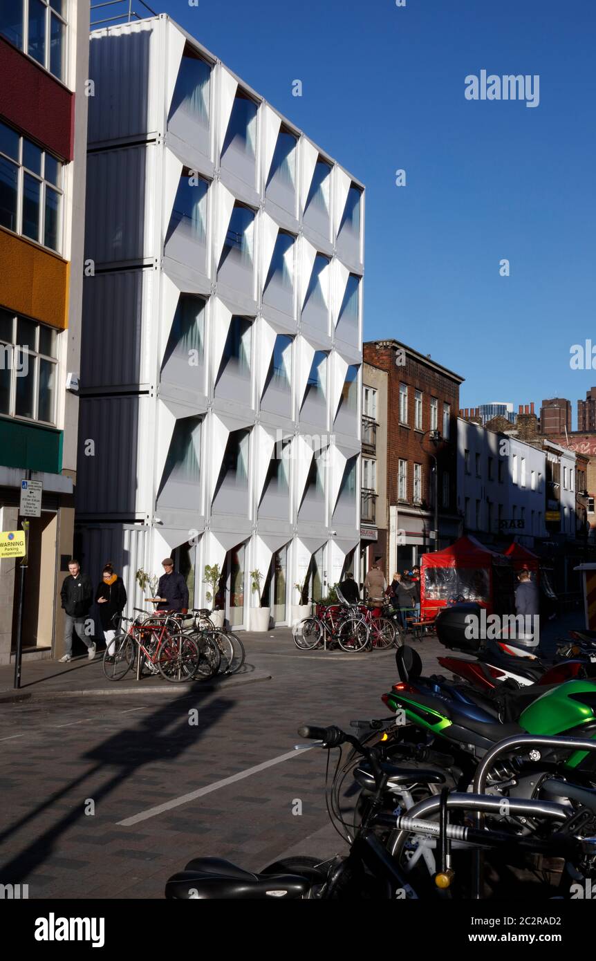 Stow Away eco hotel on Lower Marsh, Lambeth, London, UK Stock Photo