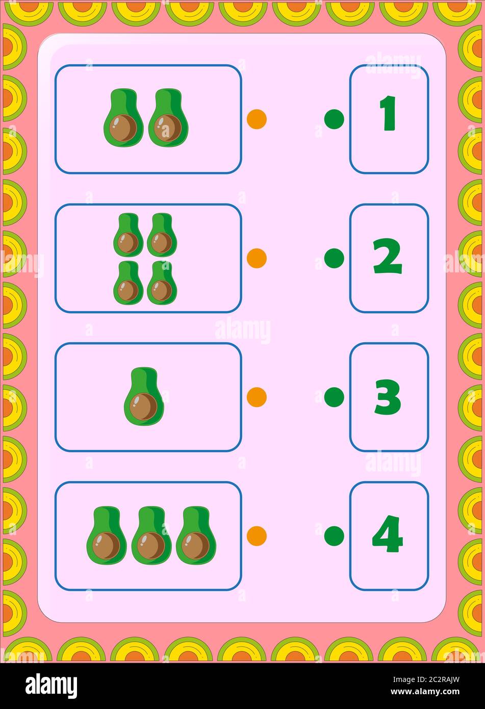 Preschool and toddler math with half avocado fruit design Stock Vector ...