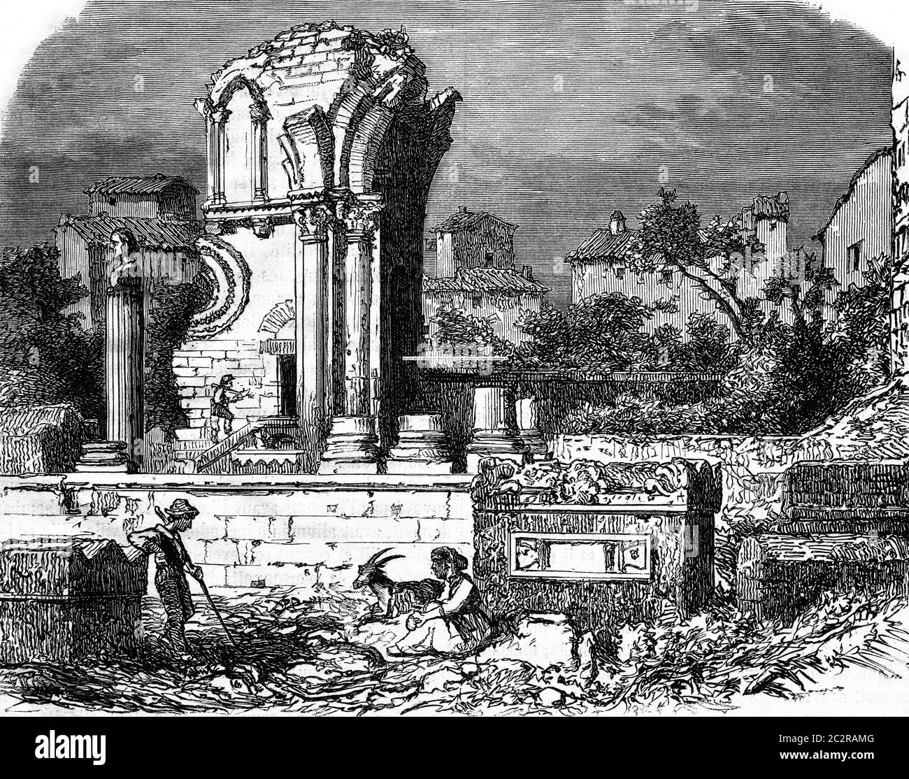 The screw Saint Gilles Gard vintage engraved illustration