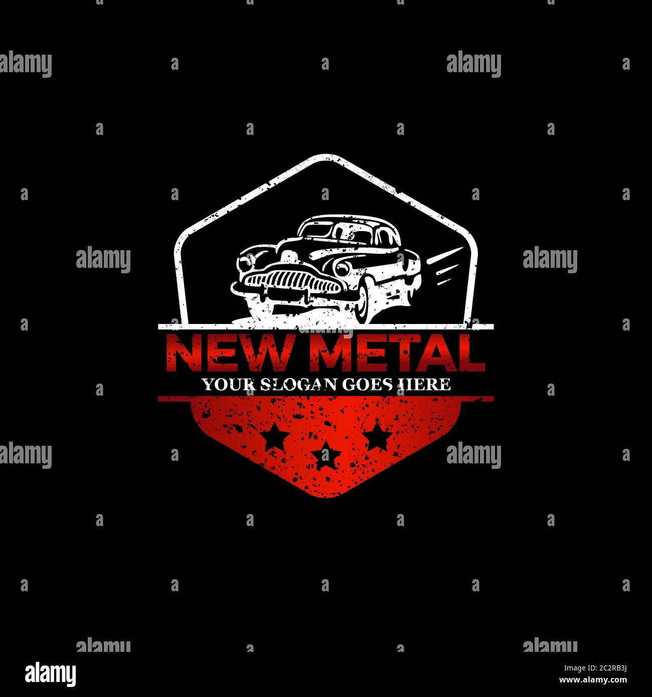 rustic restoration Car logo image, old car repair logo shield badge Stock Vector
