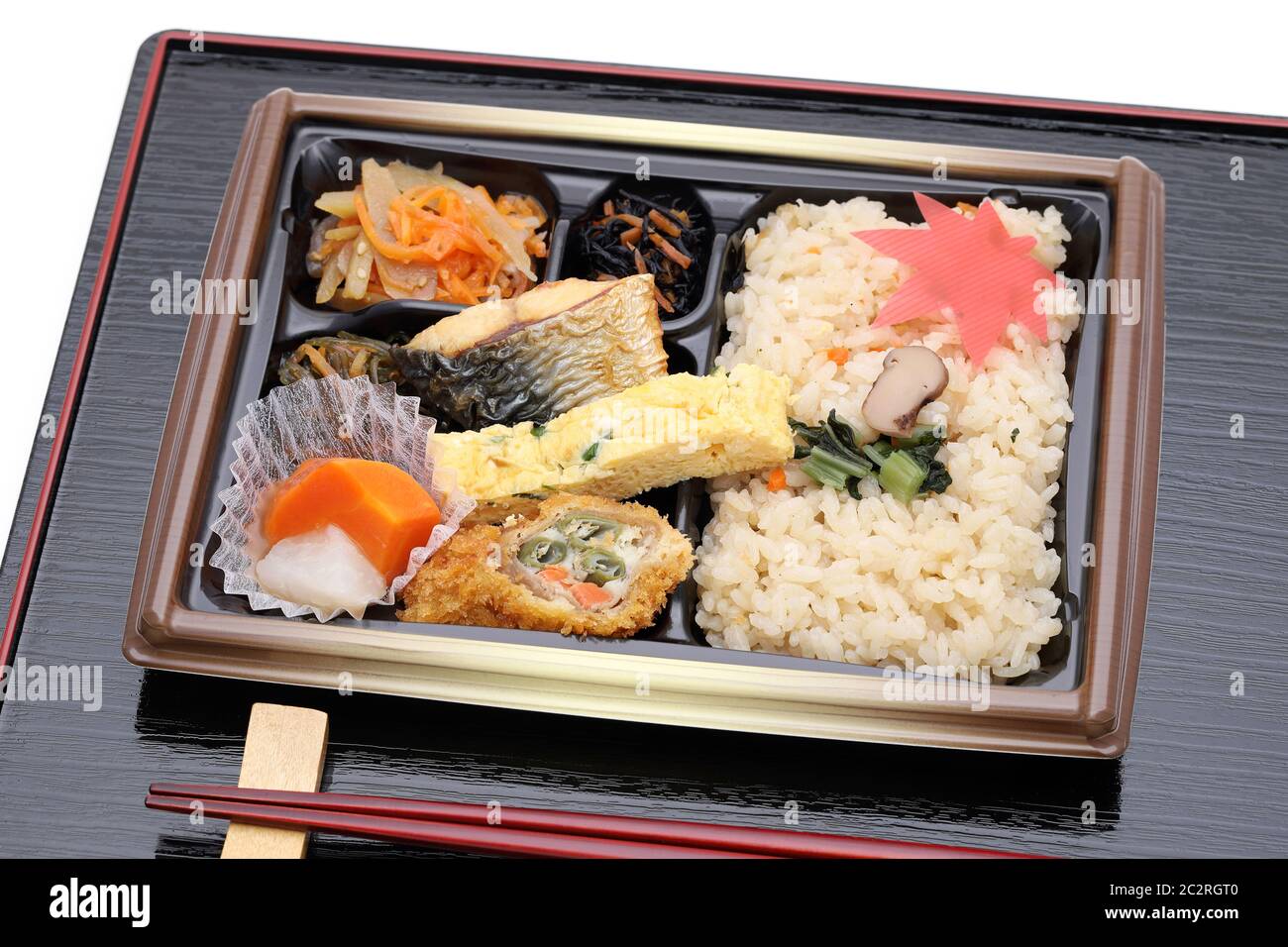 Japanese bento lunch with chopsticks on tray Stock Photo Alamy