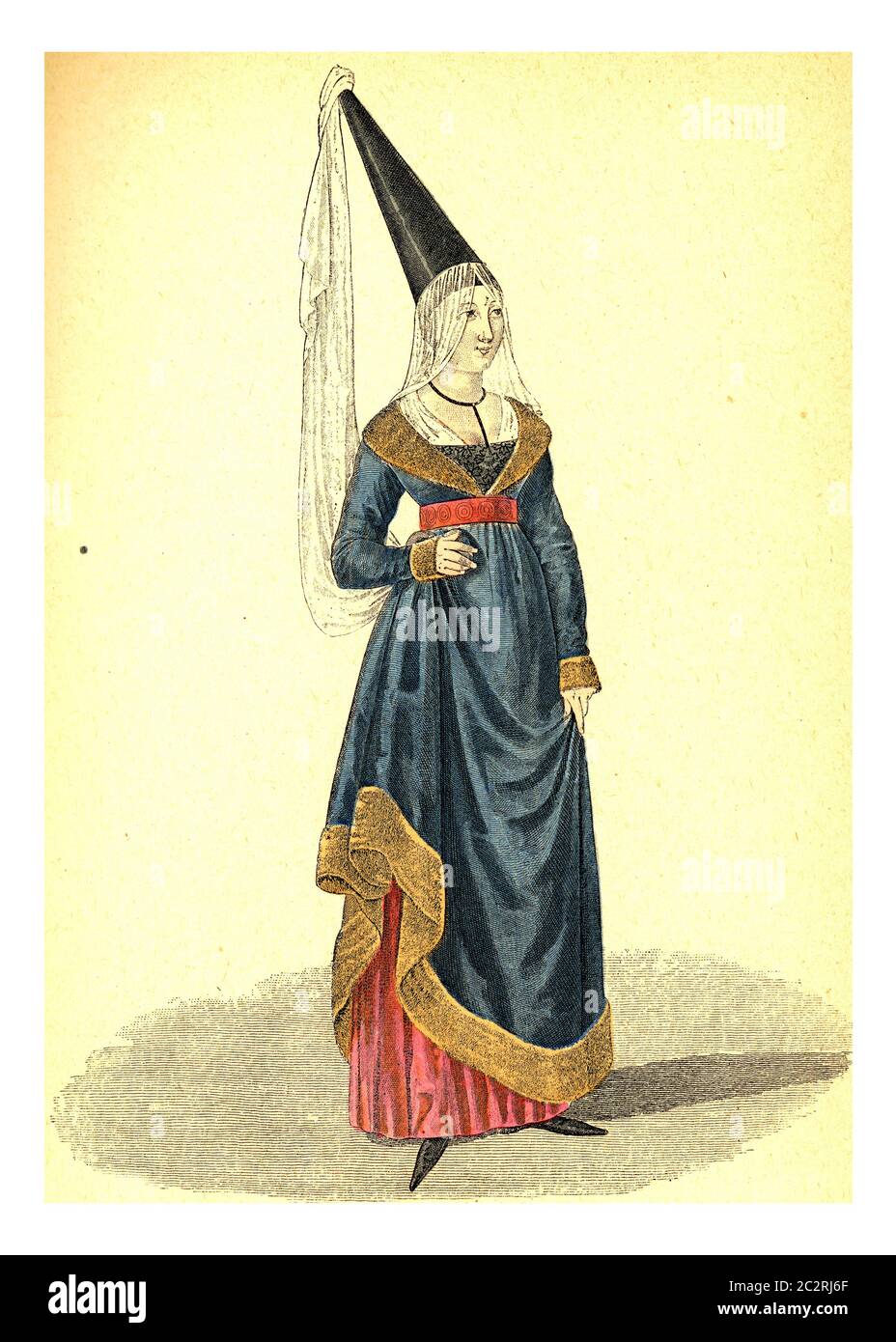 Margaret of Flanders, vintage engraved illustration. 12th to 18th century Fashion By Image Stock Photo