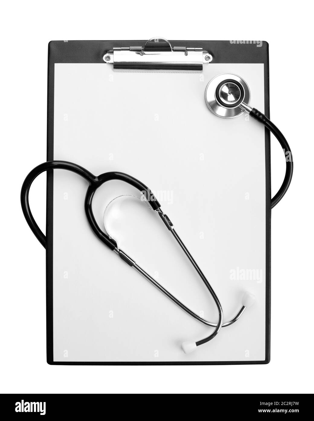 Medical stethoscope on clipboard. Isolated on white Stock Photo - Alamy